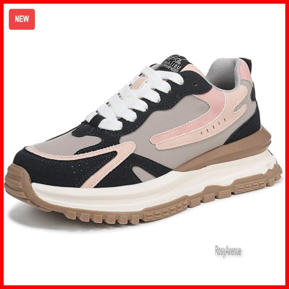 Platform Wedge Sneakers Vegan Lace-Up Cushioned Footbed Casual Walking Shoes